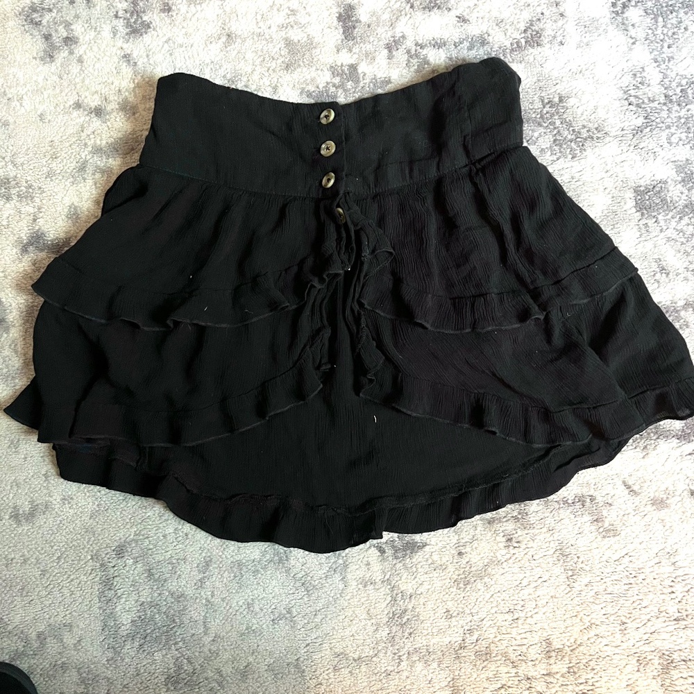 Free People Black Tiered Ruffle Skirt